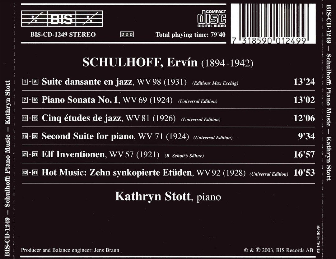 Schulhoff: Piano Music "Hot Music" cover art