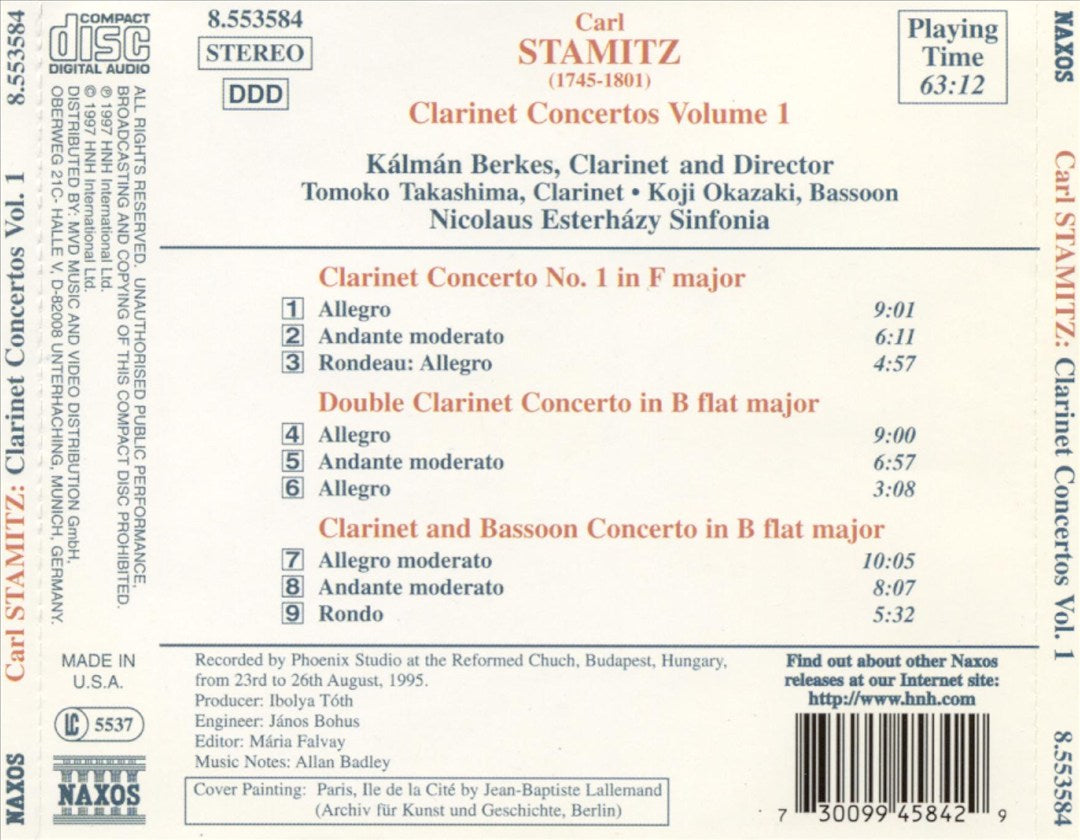 Stamitz: Clarinet Concertos, Vol. 1 cover art