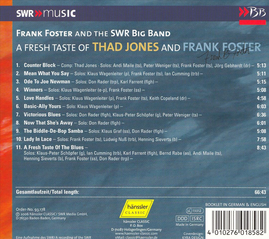Fresh Taste of Thad Jones and Frank Foster cover art