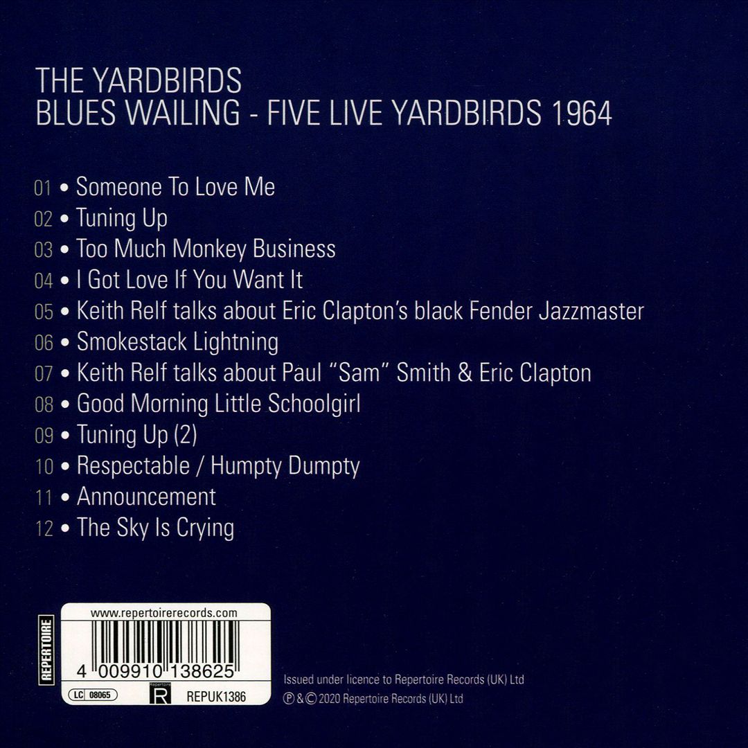 Blues Wailing: Five Live Yardbirds 1964 cover art
