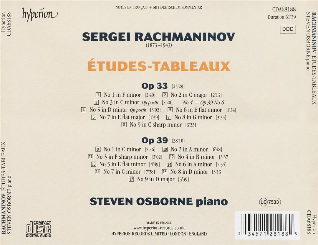Rachmaninov: Études-tableaux cover art