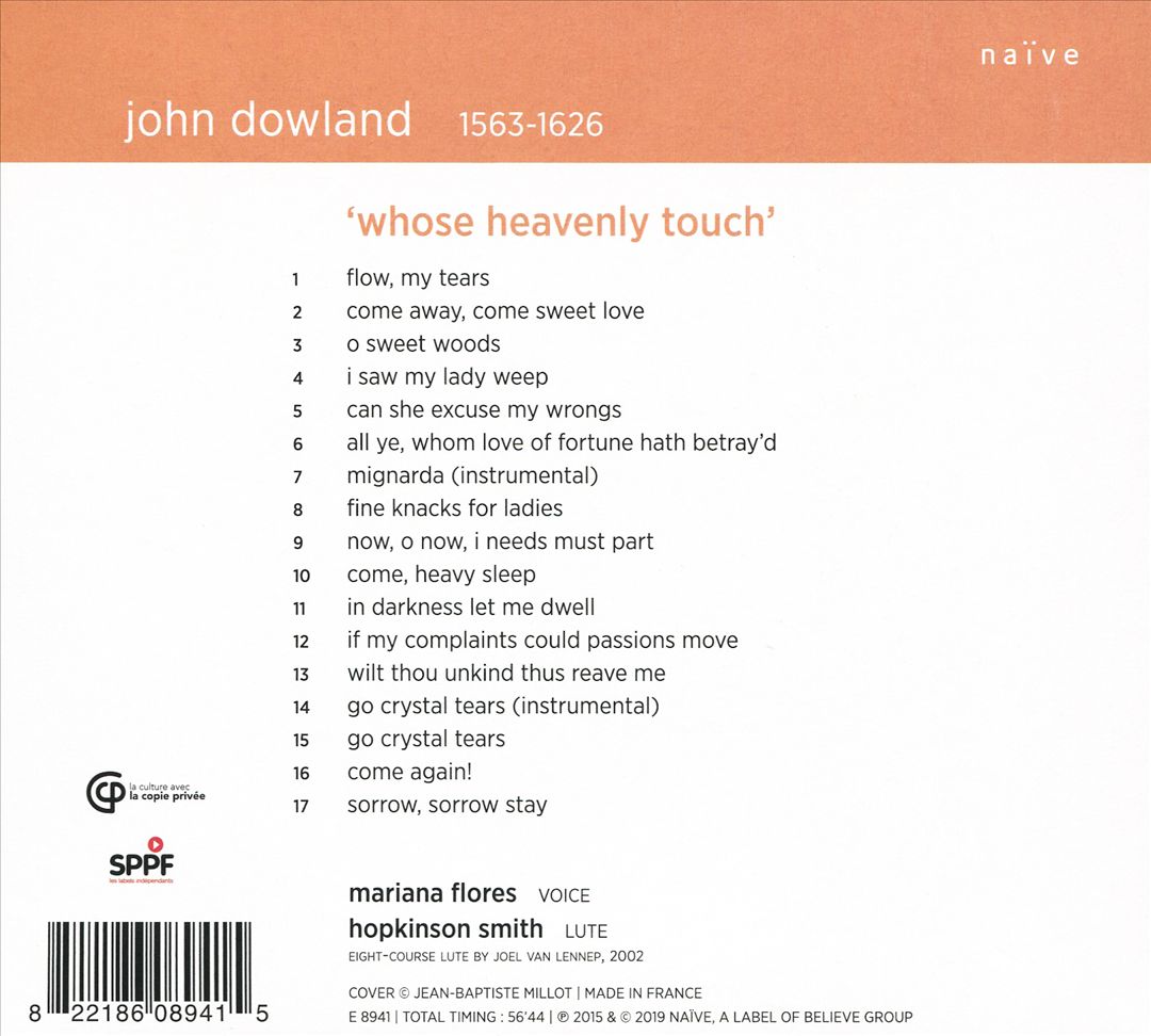 Dowland: Whose Heavenly Touch cover art