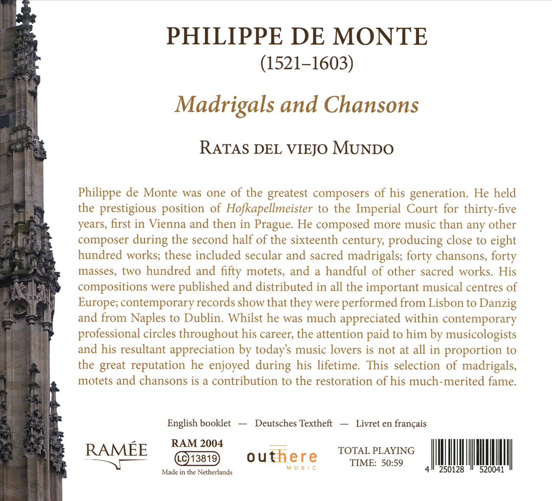 Philippe de Monte: Madrigals and Chansons cover art