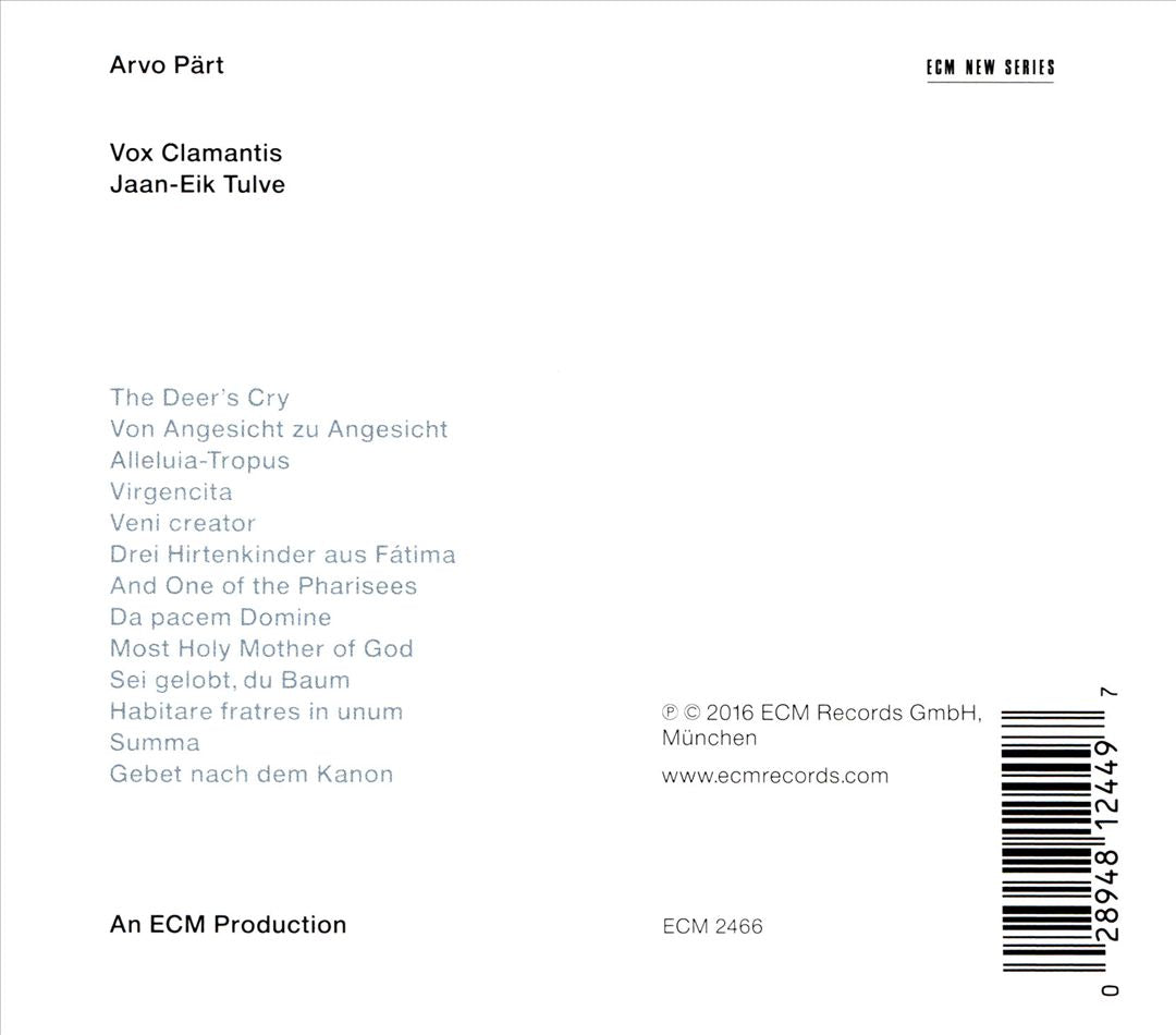 Arvo Pärt: The Deer's Cry cover art