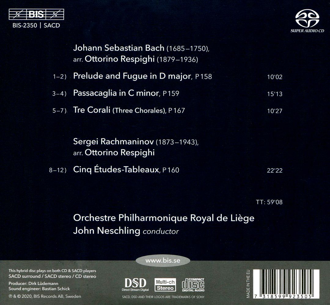 Ottorino Respighi: Transcriptions of Bach & Rachmaninov cover art