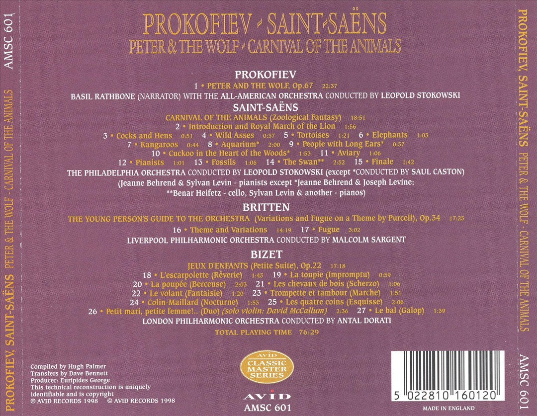 Prokofiev: Peter and the Wolf; Saint-Saëns: Carnival of the Animals cover art