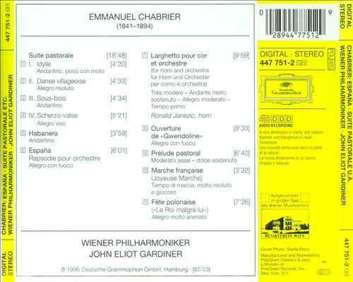 Chabrier: Espana; Suite Pastorale; Habanera; Marche Française; Fête Polonaise cover art