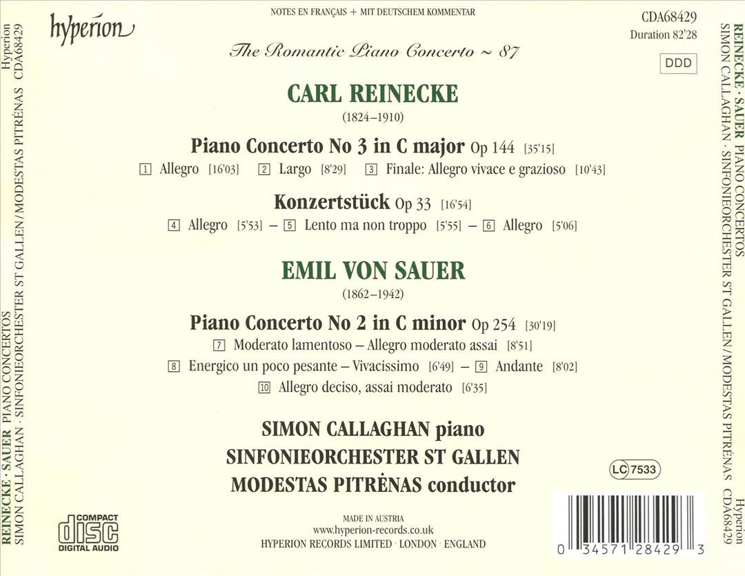 Romantic Piano Concerto, Vol. 87: Reinecke, Sauer cover art