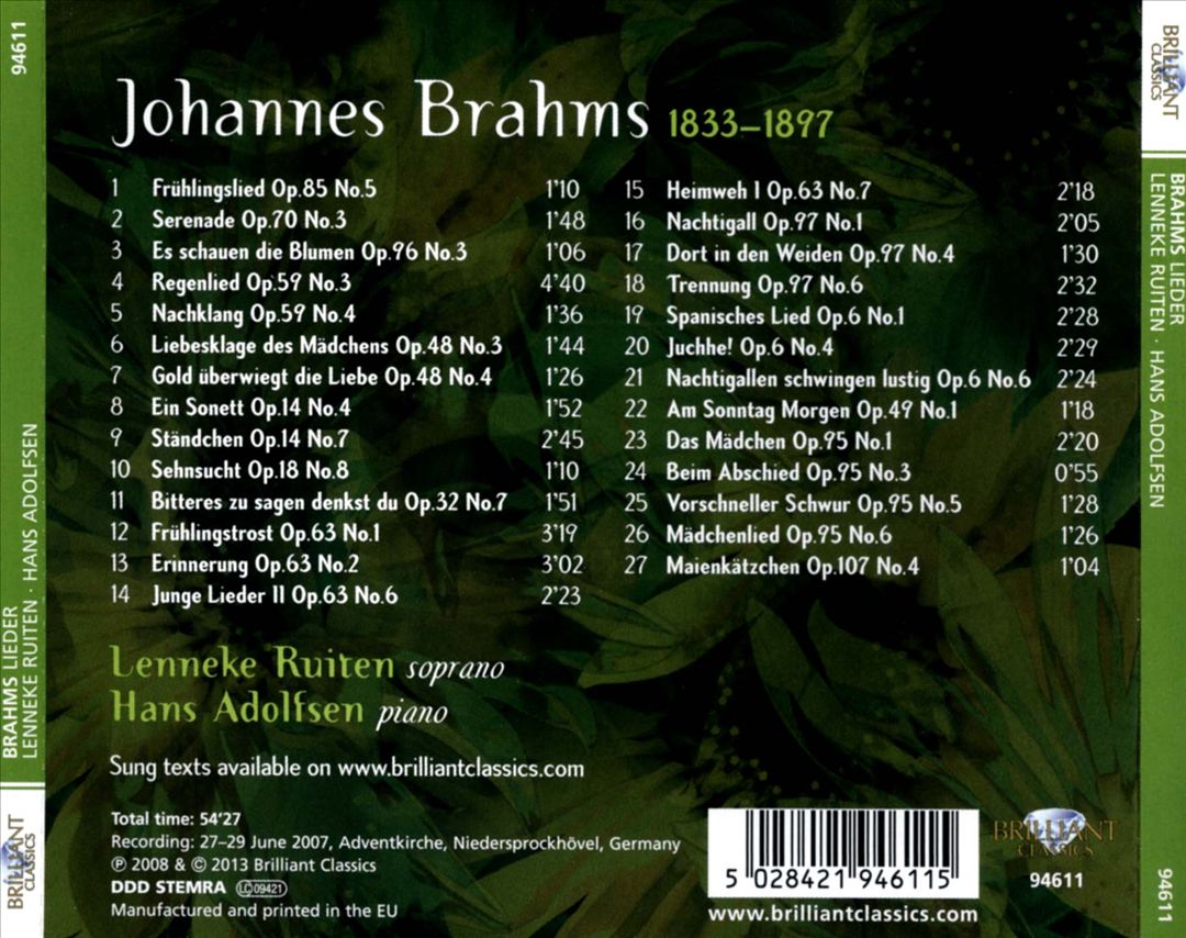 Brahms: Lieder cover art