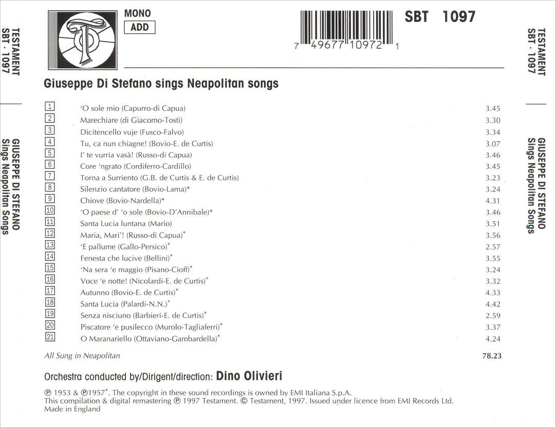 Giuseppe Di Stefano Sings Neapolitan Songs cover art