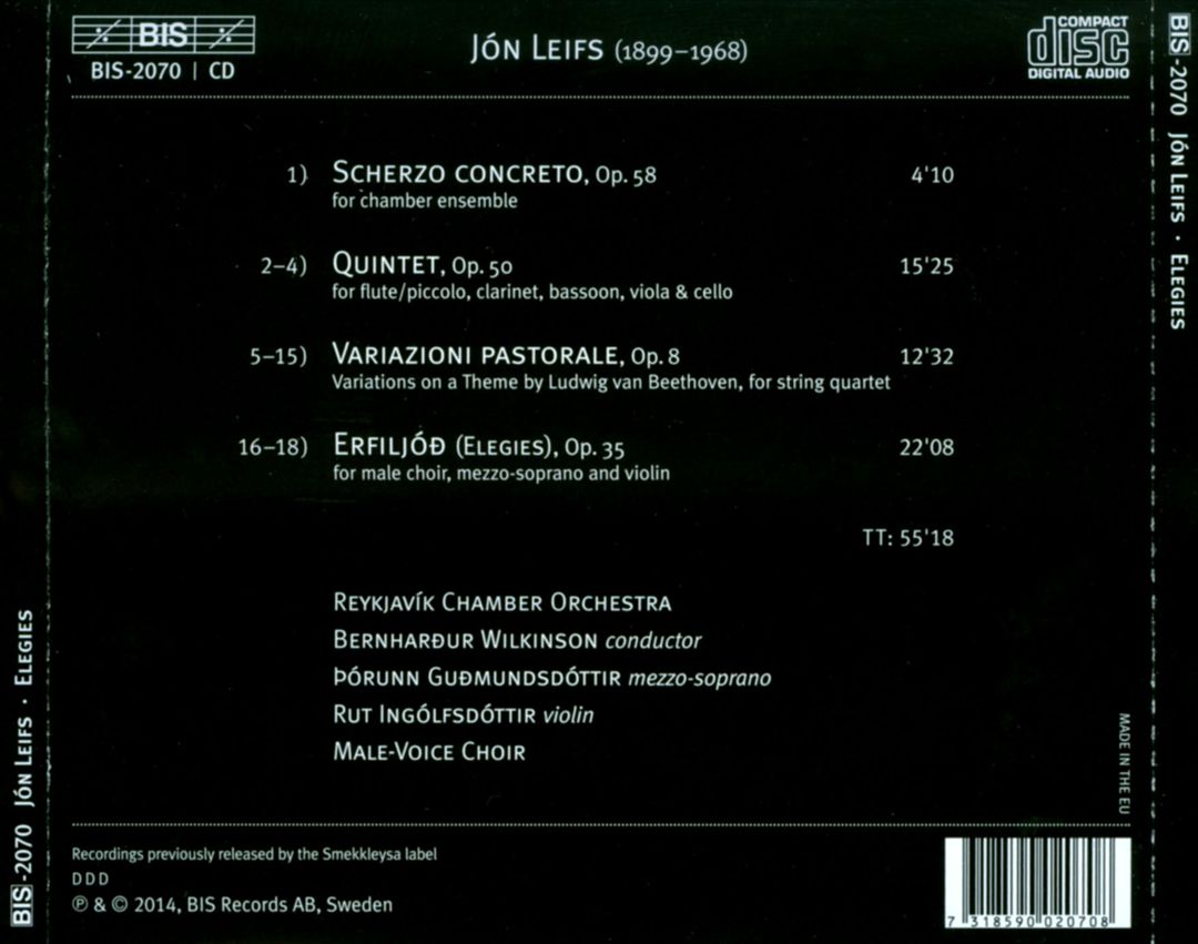 Jón Leifs: Erfiljóð (Elegies) cover art