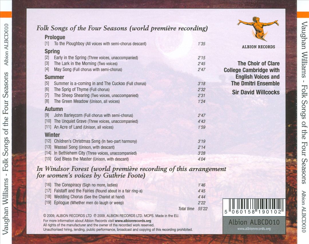 Ralph Vaughan Williams: Folk Songs of the Four Seasons cover art