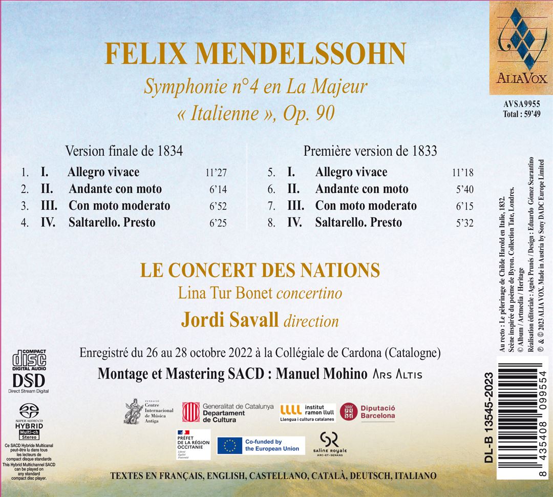 Felix Mendelssohn: Symphonie no. 4 en La Majeur "Italienne", Op. 90 cover art