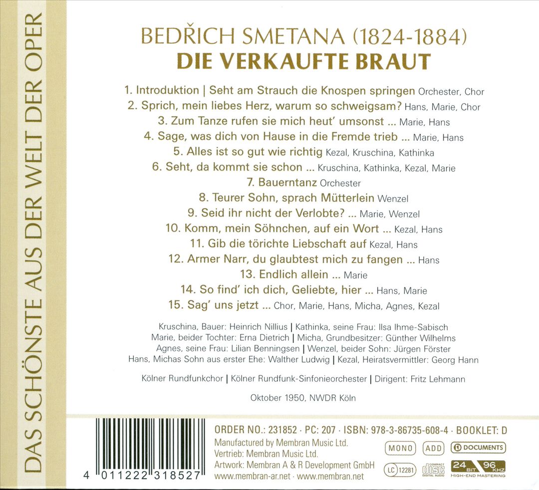 Smetana: Die Verkaufte Braut cover art