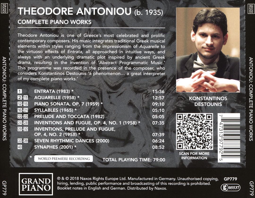 Antoniou: Complete Piano Works cover art