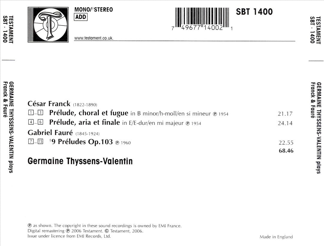 Fauré: Préludes, Op. 103 cover art