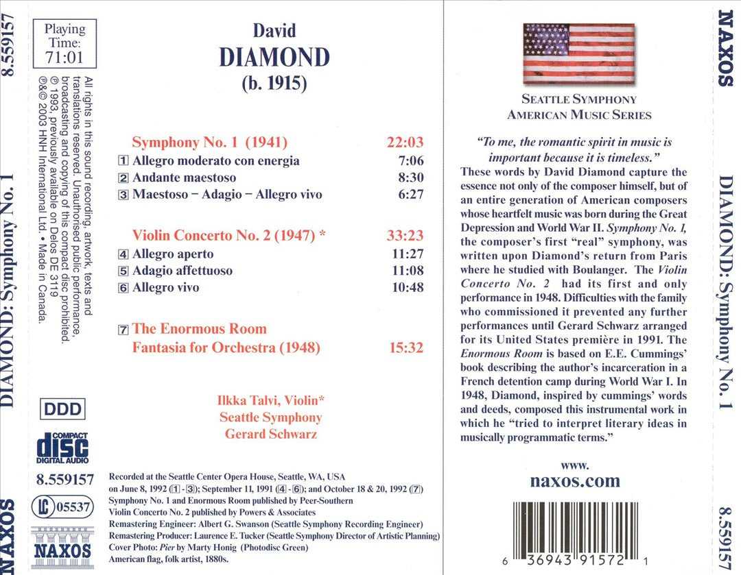 David Diamond: Symphony No. 1; Violin Concerto No. 2 cover art