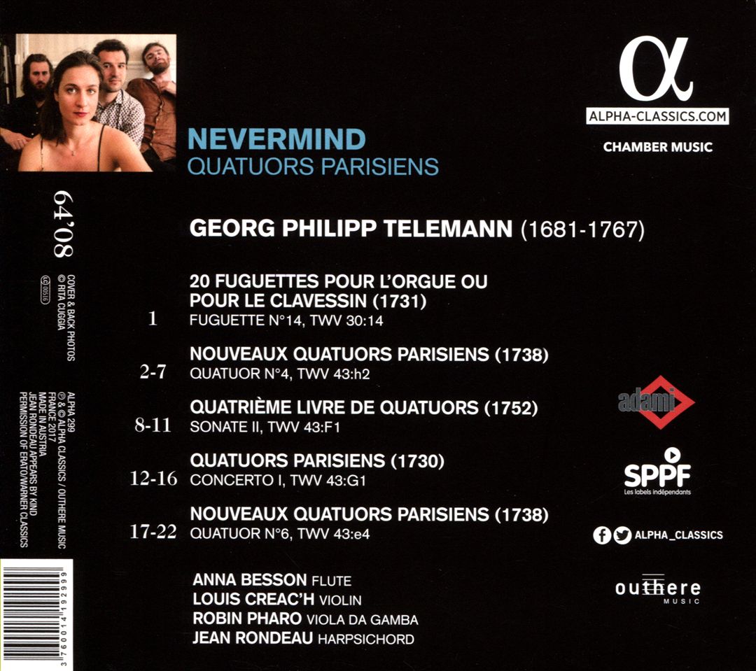 Telemann: Quatuors Parisiens cover art