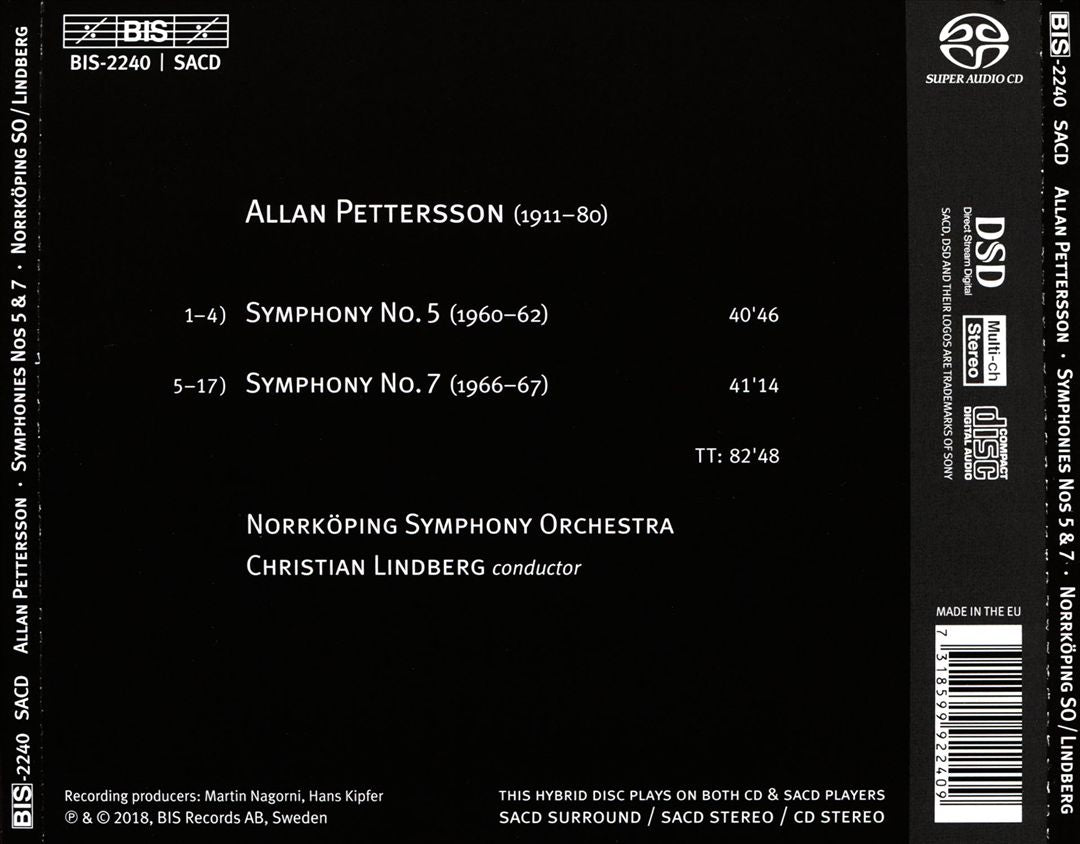 Allan Pettersson: Symphonies 5 & 7 cover art