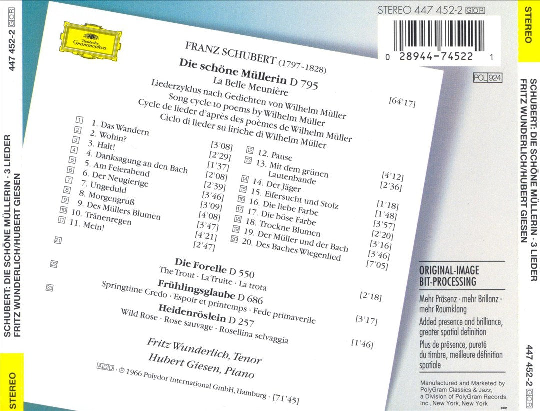 Schubert: Die schöne Müllerin; 3 Lieder cover art