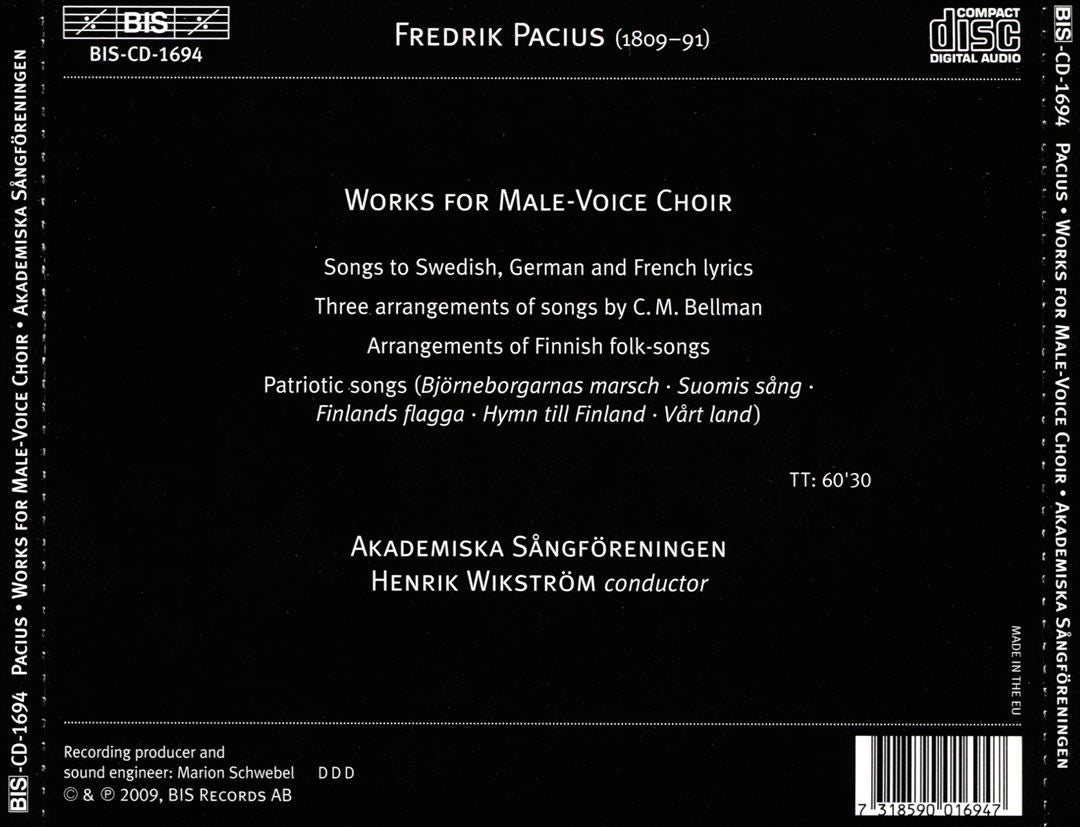 Frerik Pacius: Hymn to Finland - Works for Male Voice Choir cover art