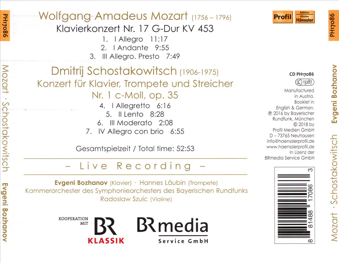 Dmitri Shostakovich: Piano Concerto Op. 35; Mozart: Piano Concerto K453 cover art