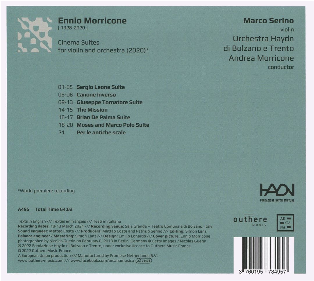 Ennio Morricone: Cinema Suites for violin and orchestra cover art