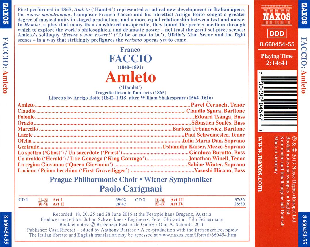 Franco Faccio: Amleto cover art