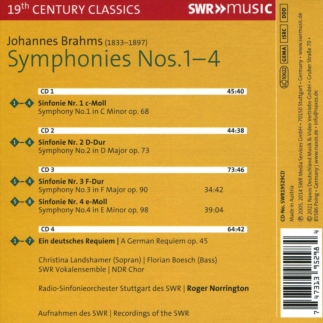 Johannes Brahms: Complete Symphonies; A German Requiem cover art