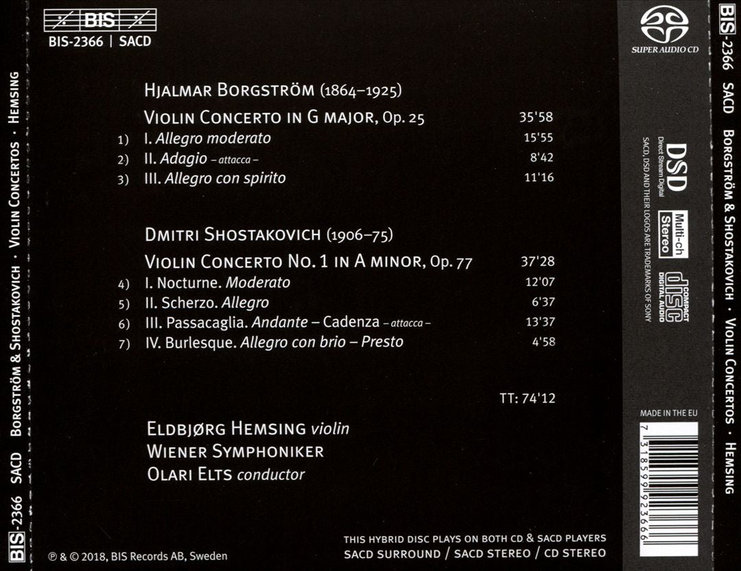 Borgström: Violin Concerto Op. 25; Shostakovich: Violin Concerto No. 1 cover art