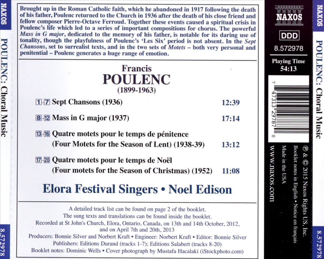 Poulenc: Mass in G major; Sept Chansons; Motets cover art