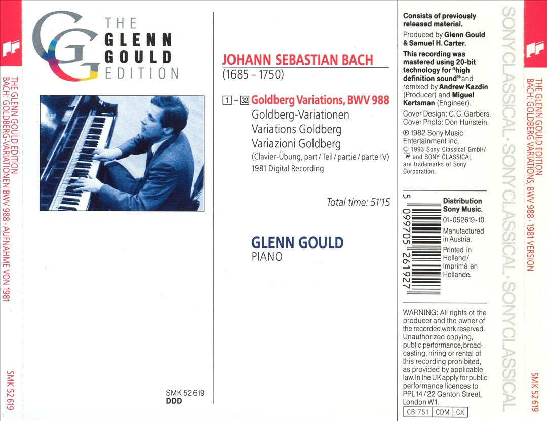 Bach: Goldberg Variations, BWV 988 (1981 Recording) cover art