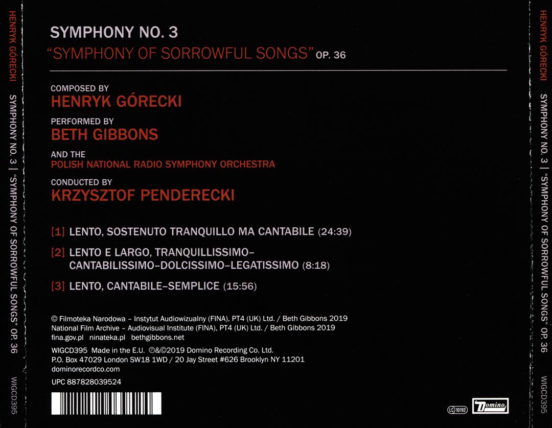 Henryk Górecki: Symphony No. 3 "Symphony of Sorrowful Songs" cover art