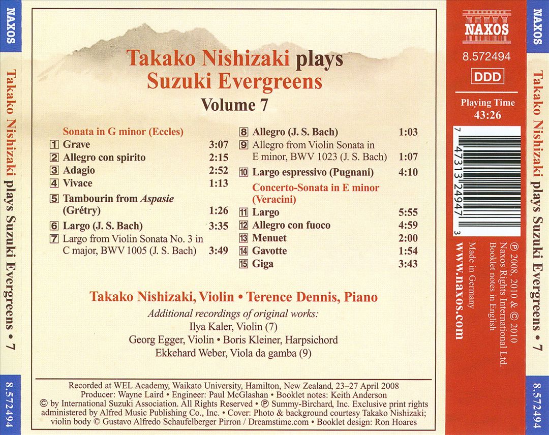 Takako Nishizaki Plays Suzuki Evergreens, Vol. 7 cover art