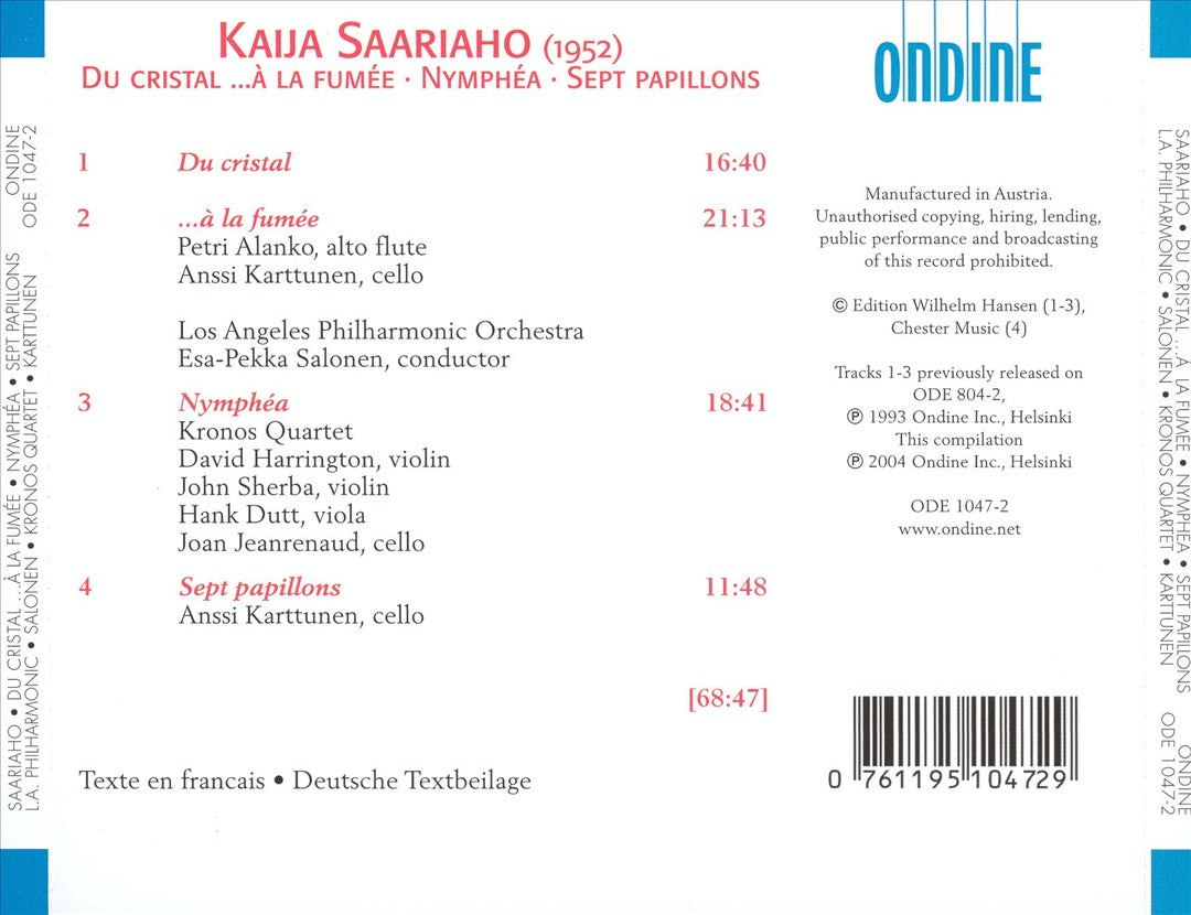 Kaija Saariaho: Du Cristal...À la Fumée; Sept Papillons, Nymphéa cover art