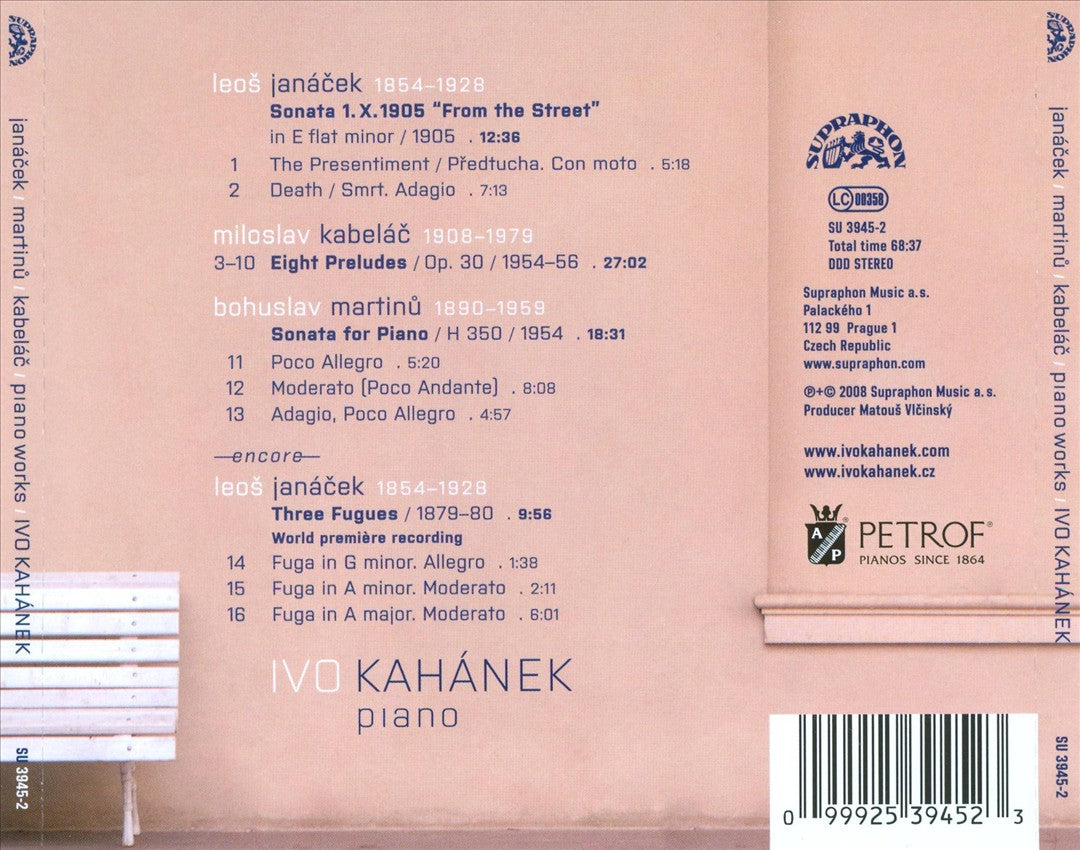 Leos Janácek, Bohuslav Martinu, Miloslav Kabelác: Piano Works cover art