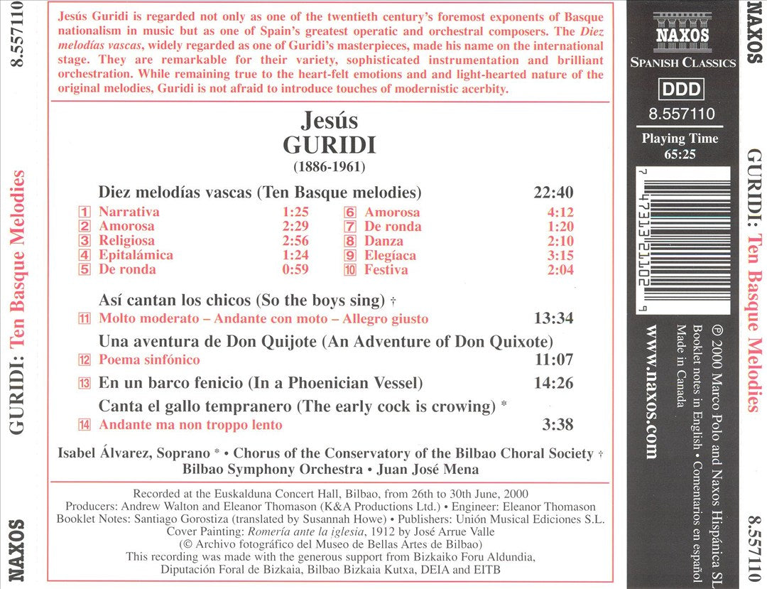 Jesús Guridi: Ten Basque Melodies cover art