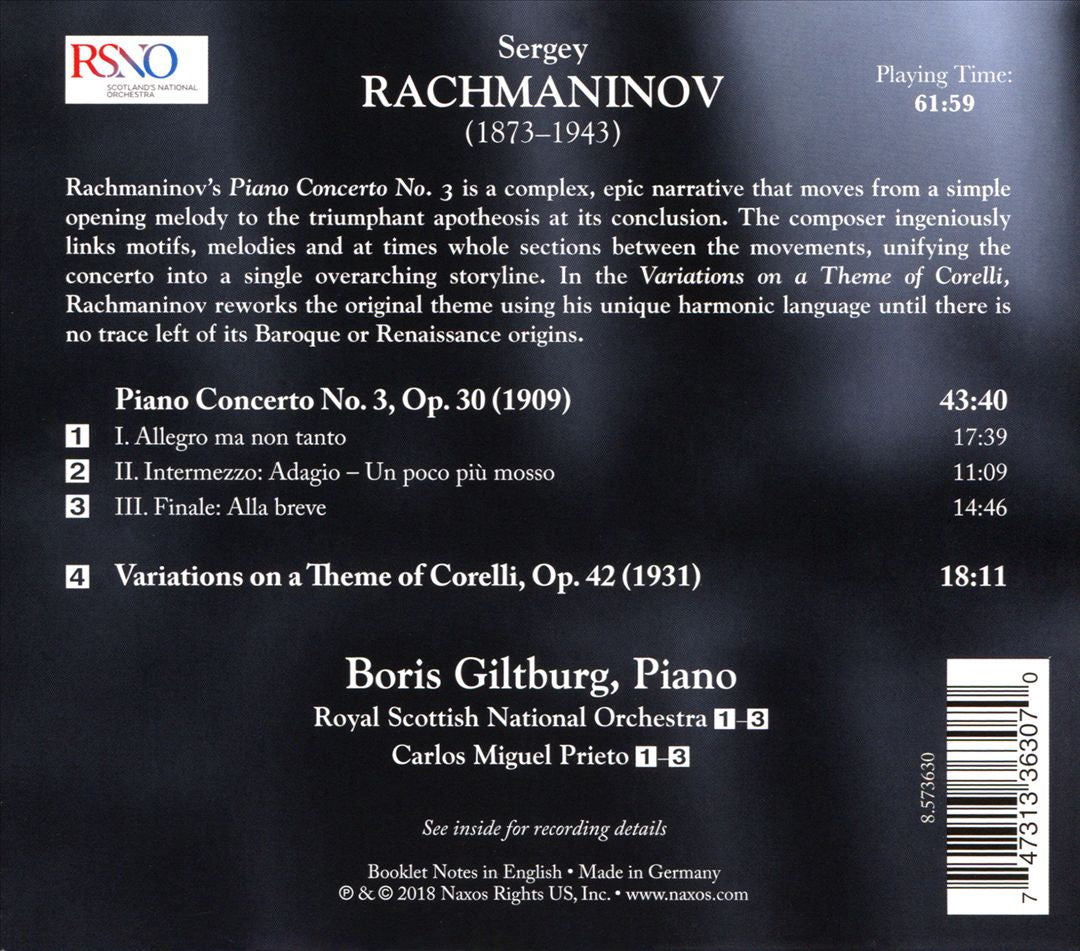 Rachmaninov: Piano Concerto No. 3; Variations on a Theme of Corelli cover art