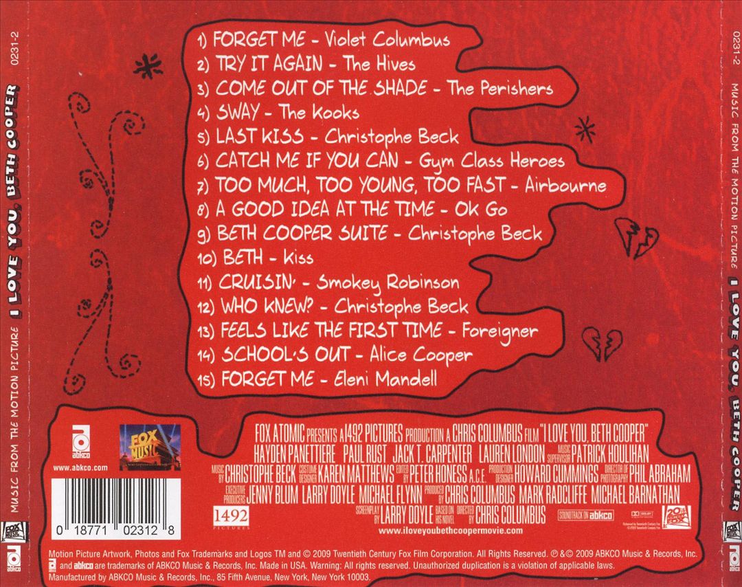 I Love You, Beth Cooper cover art