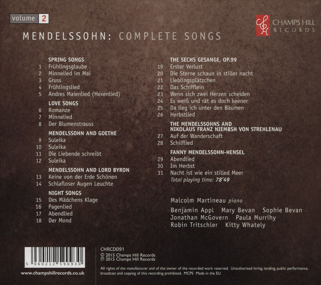 Mendelssohn: Songs, Vol. 2 cover art