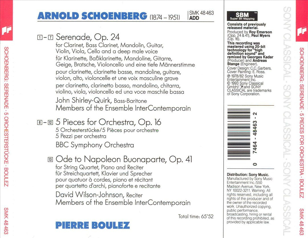 Arnold Schoenberg: Serenade; Five Pieces For Orchestra cover art
