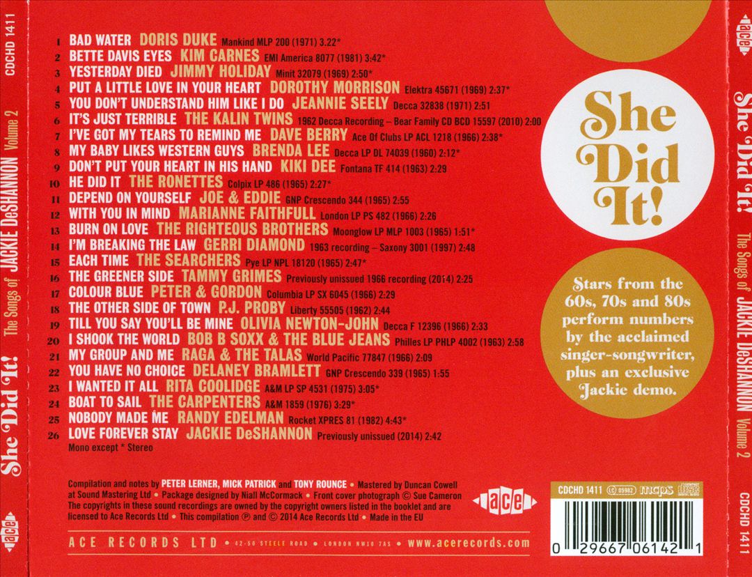 She Did It!: The Songs of Jackie DeShannon, Vol. 2 cover art
