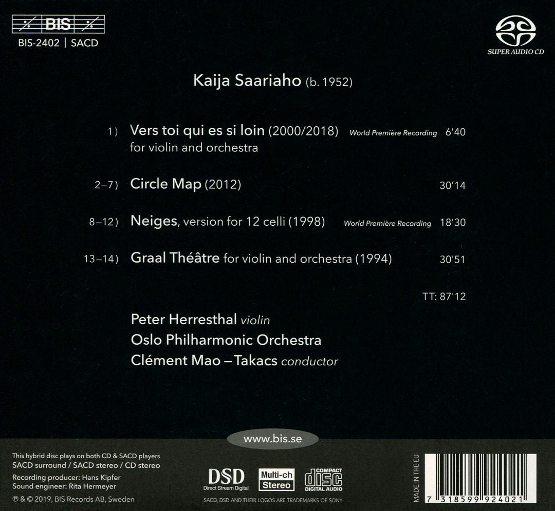 Kaija Saariaho: Graal Théâtre; Circle Map; Neiges; Vers toi qui es si loin cover art