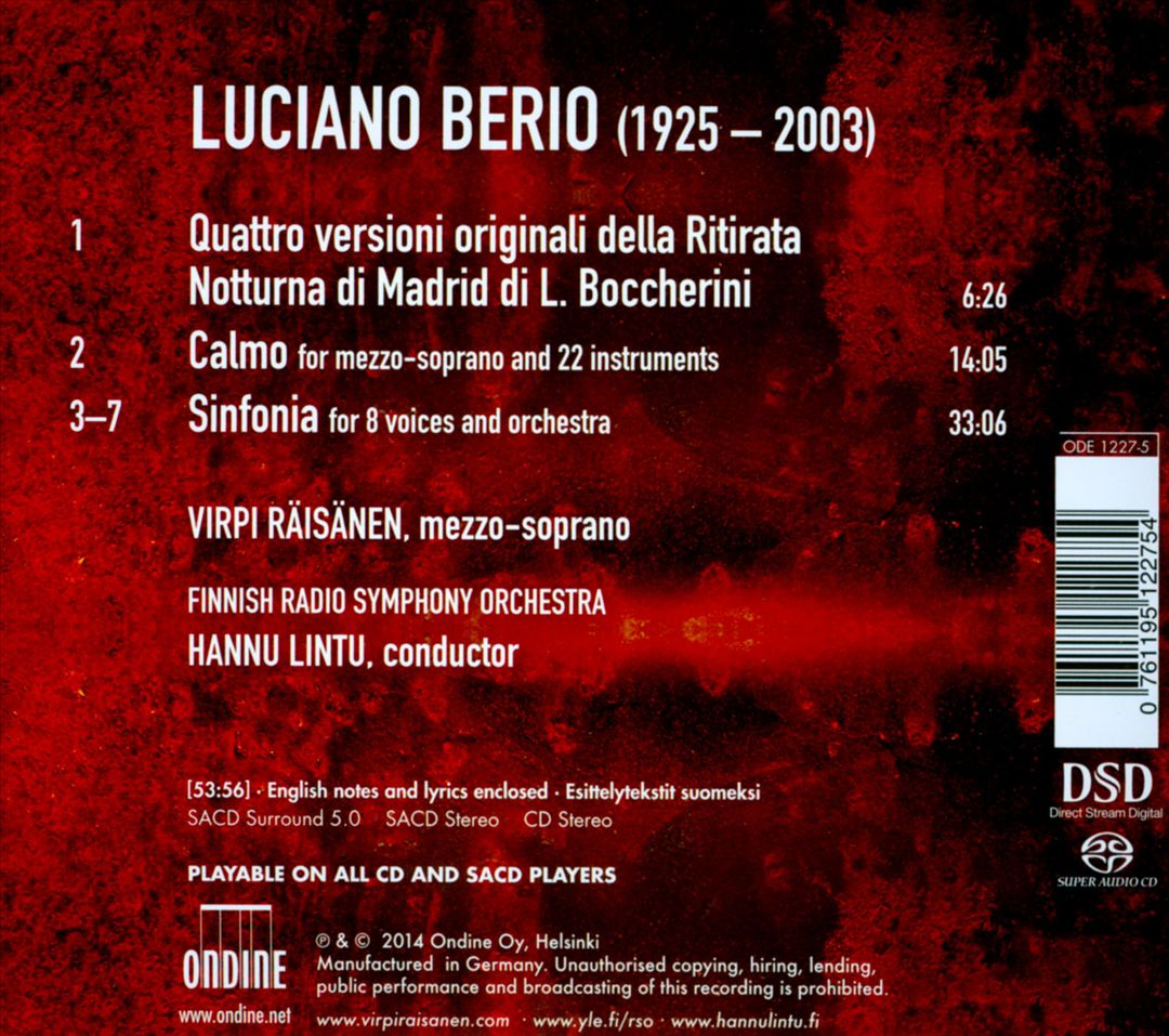 Berio: Sinfonia; Calmo; Ritirata Notturna di Madrid cover art