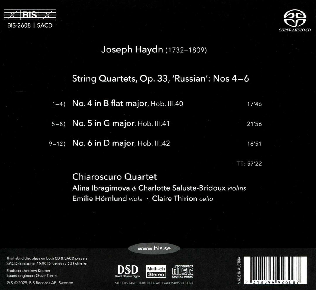 Joseph Haydn: StringQuartets Op. 33, 4-6 cover art