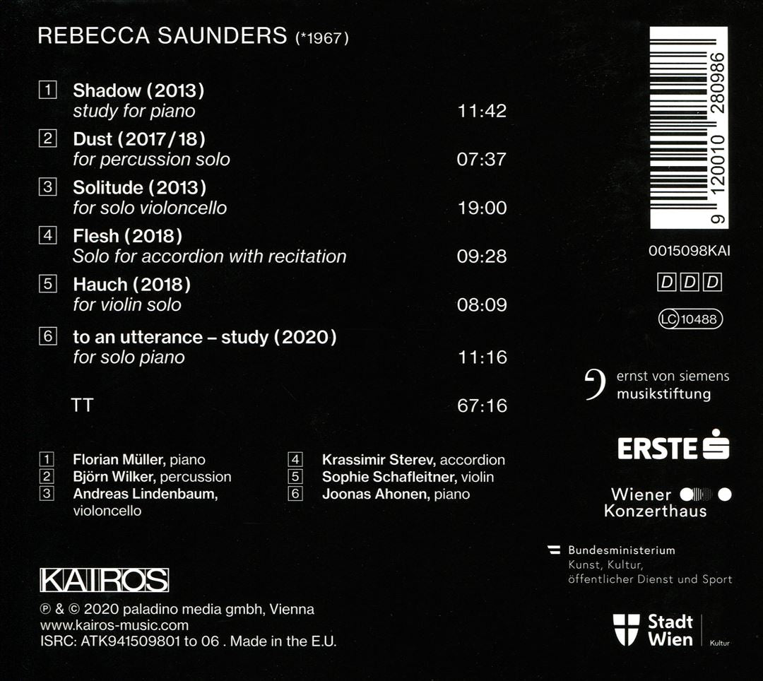 Rebecca Saunders: Solo cover art