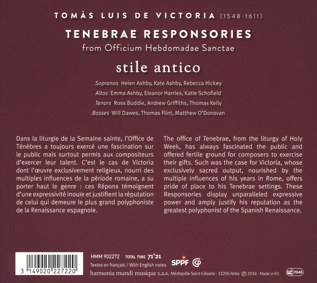 Tomás Luis de Victoria: Tenebrae Responsories cover art