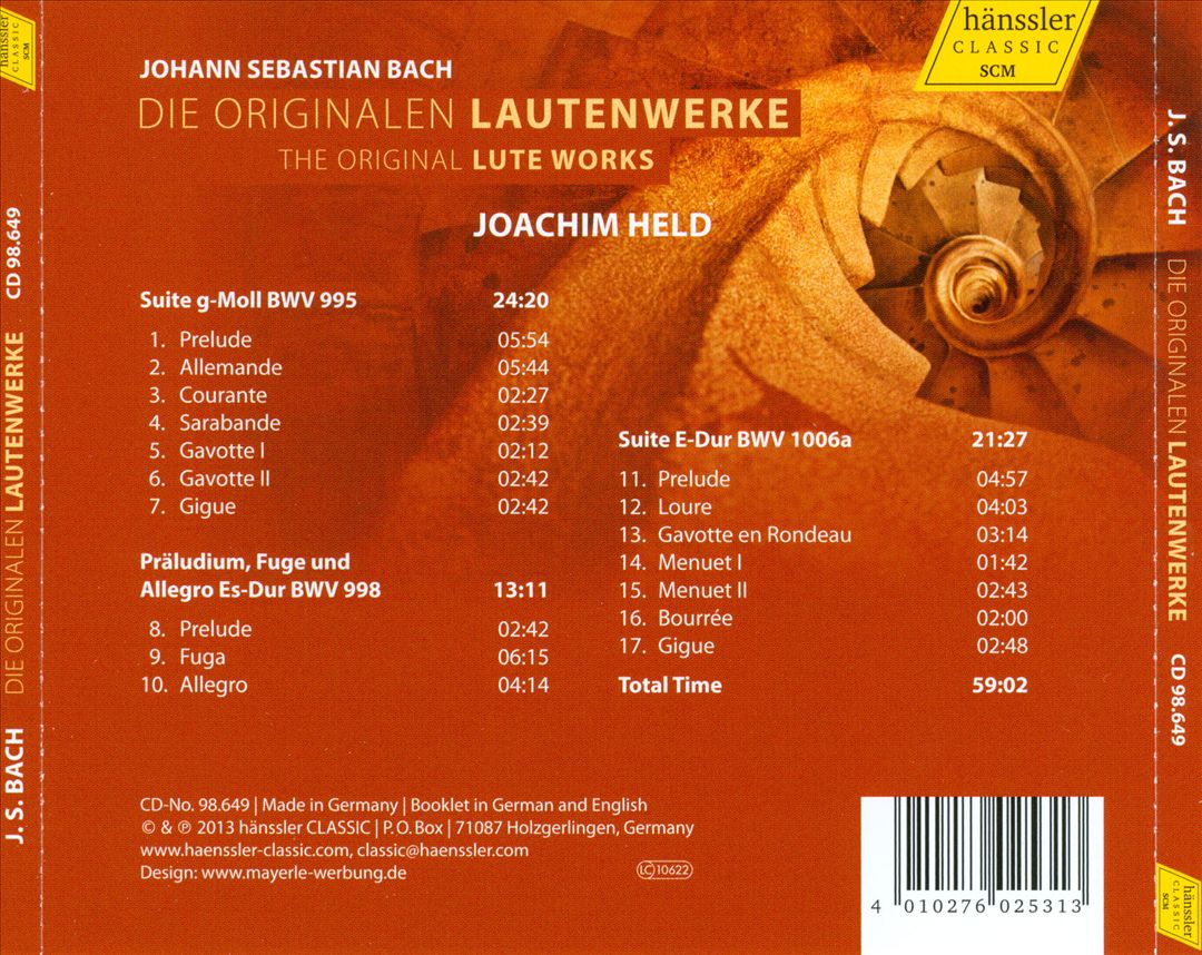 Johann Sebastian Bach: The Original Lute Works cover art