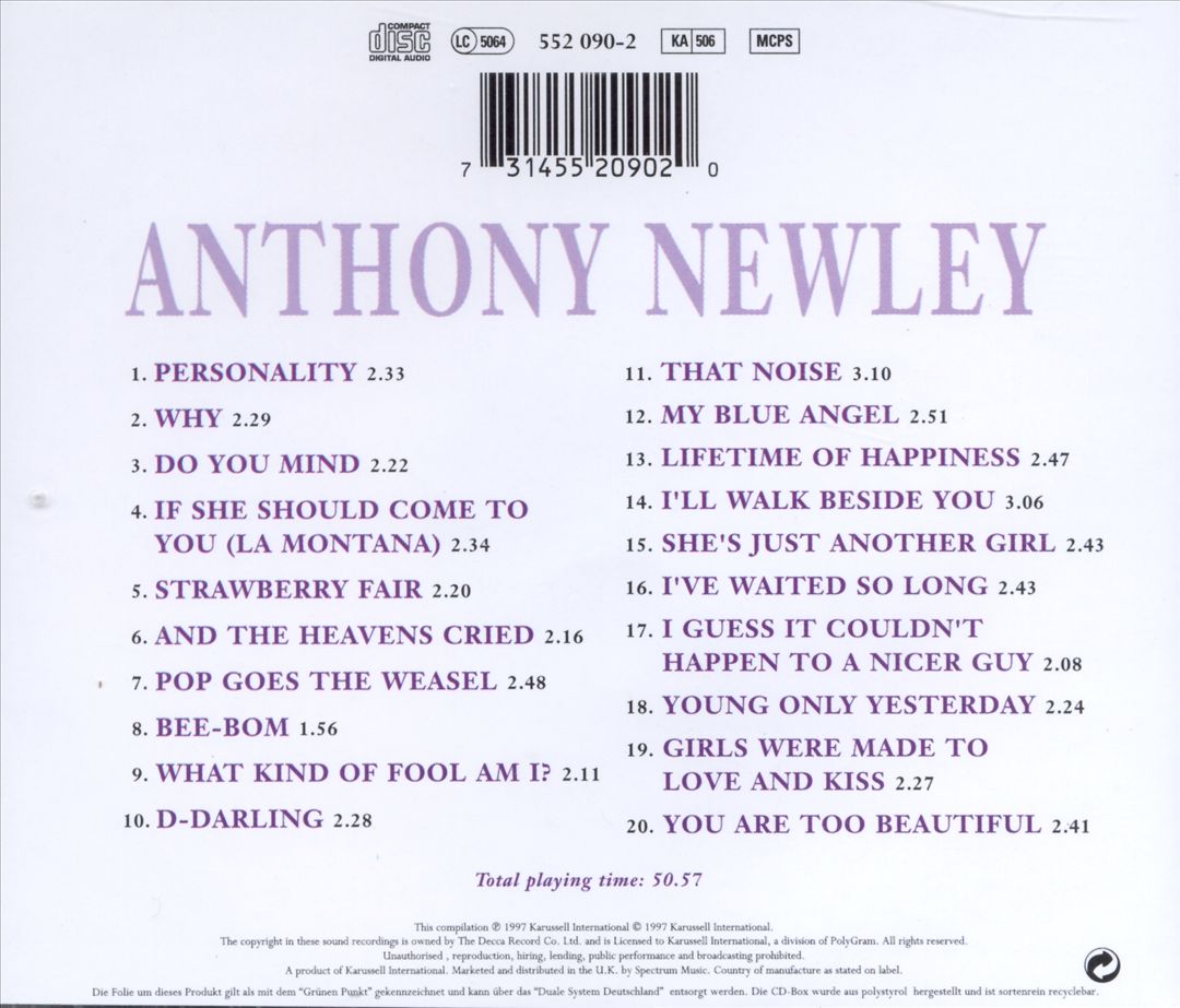 Very Best of Anthony Newley cover art