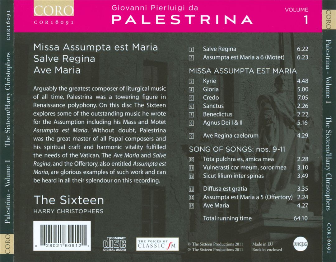 Giovanni Pierluigi da Palestrina, Vol. 1 cover art